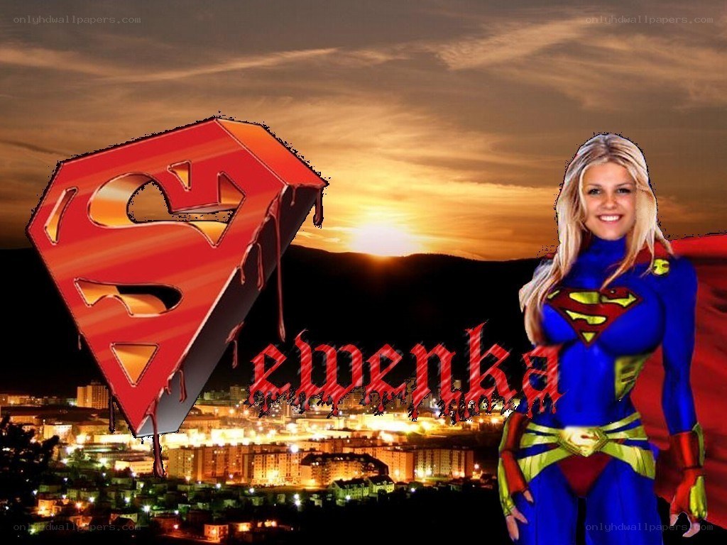 Superman logo with female superhero