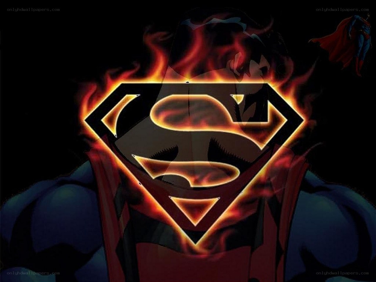 Superman logo with flames