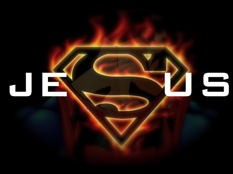 Superman Logo with Flames — Black