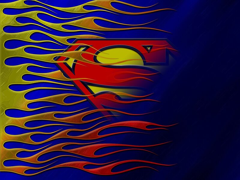 Superman logo with flames