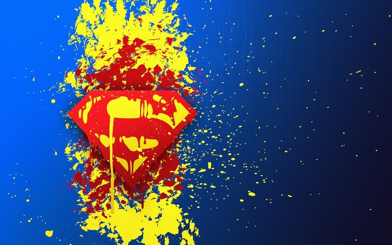 Superman logo with paint splatter