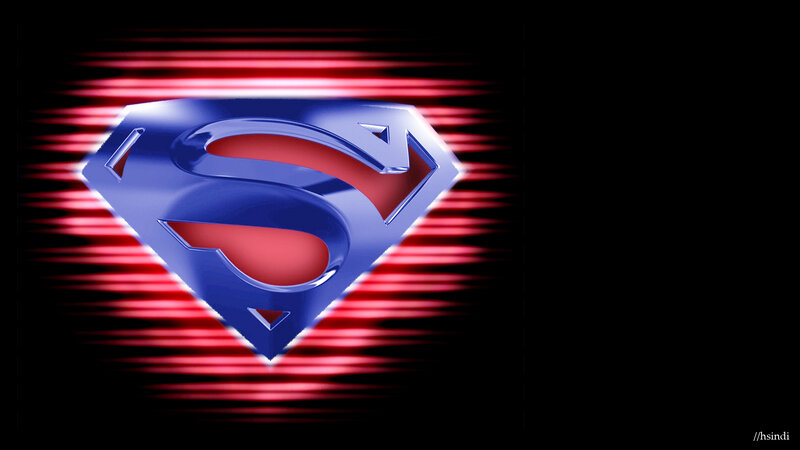 Superman logo with red light