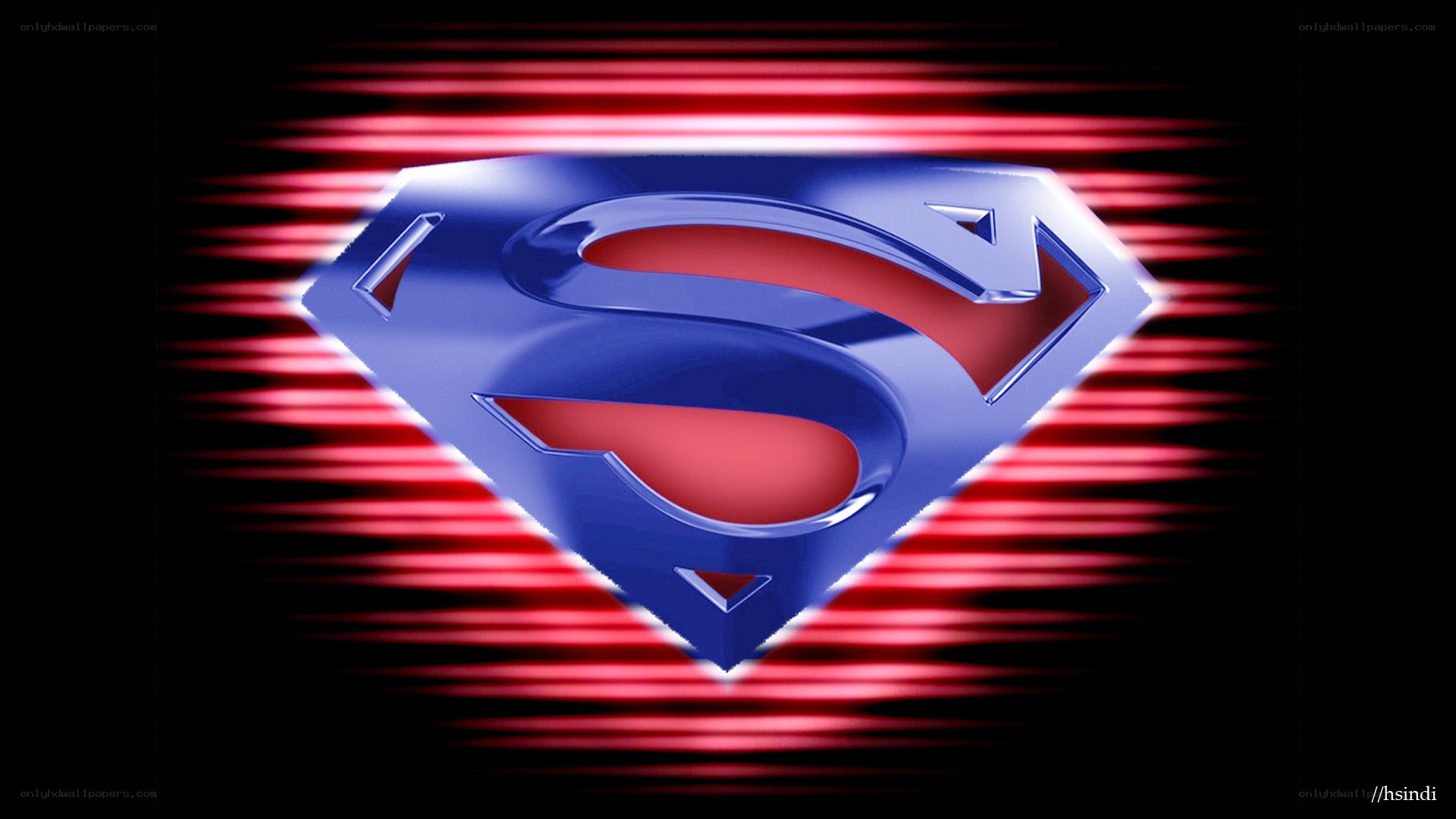 Superman logo with red light