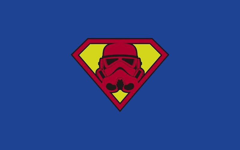 Superman logo with stormtrooper helmet