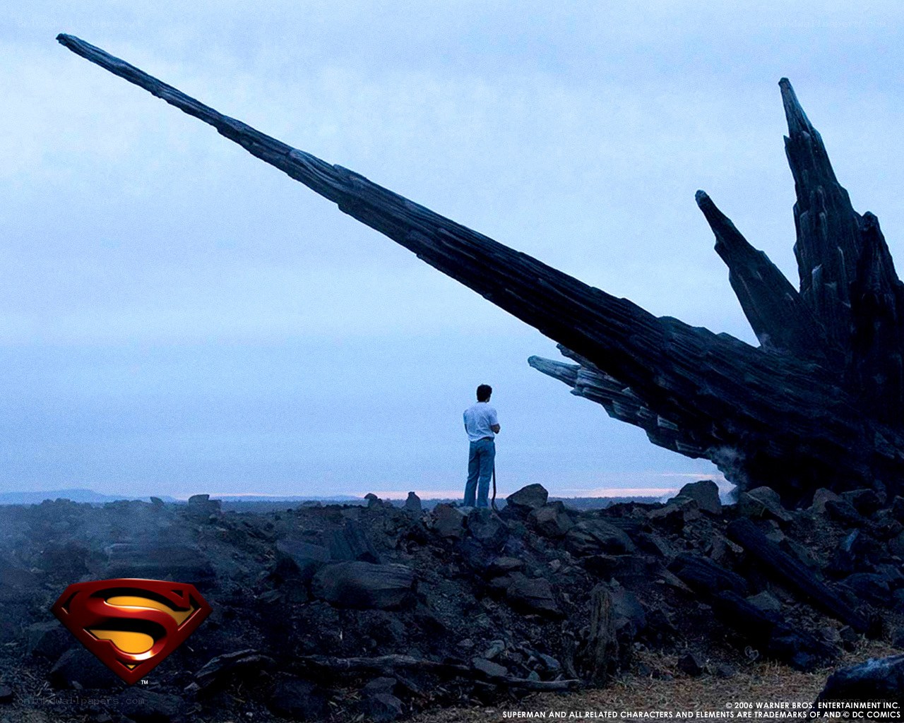Superman looks at a meteor
