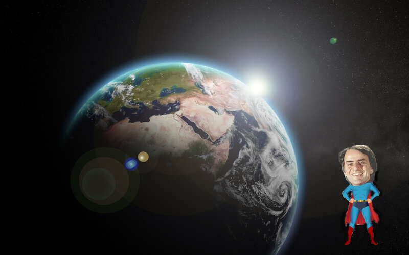 Superman over Earth