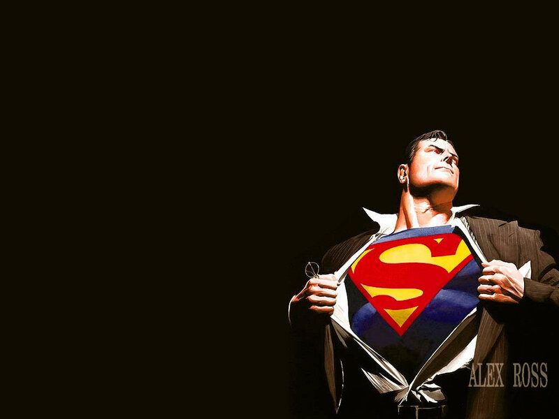 Superman revealing his costume