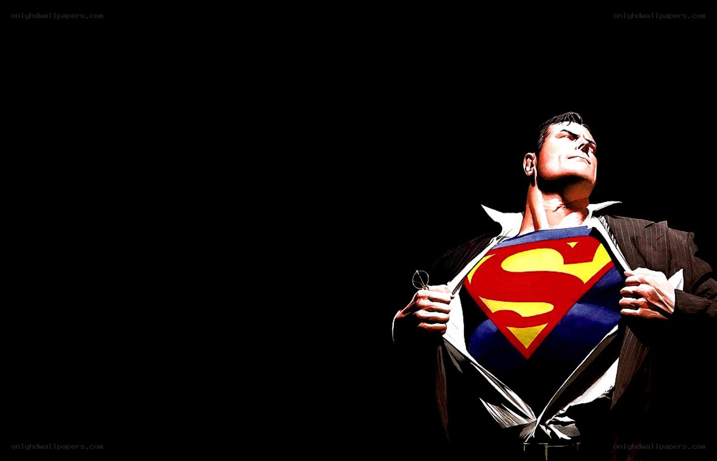 Superman revealing his suit