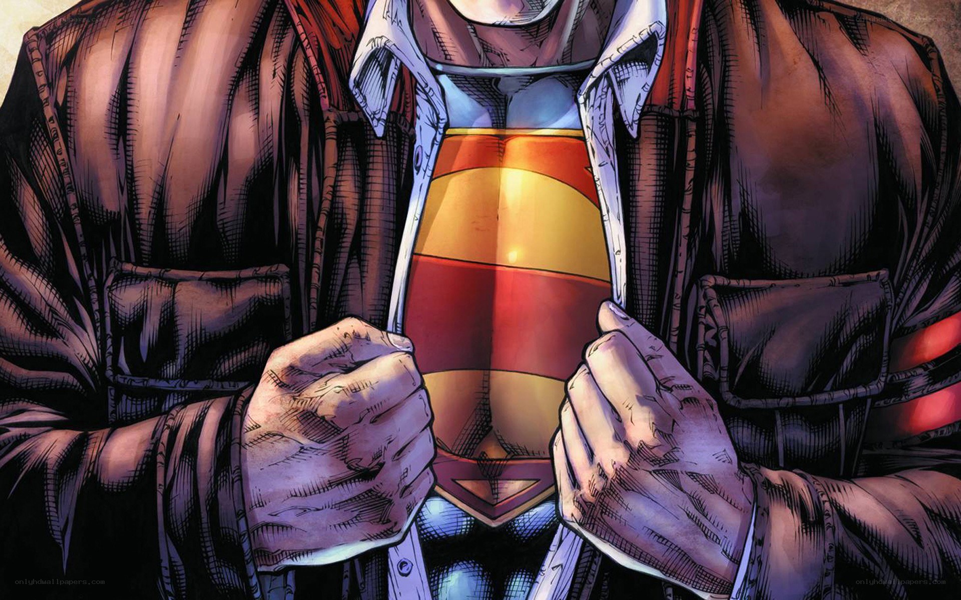 superman revealing his suit