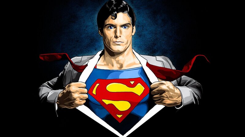 Superman revealing his suit