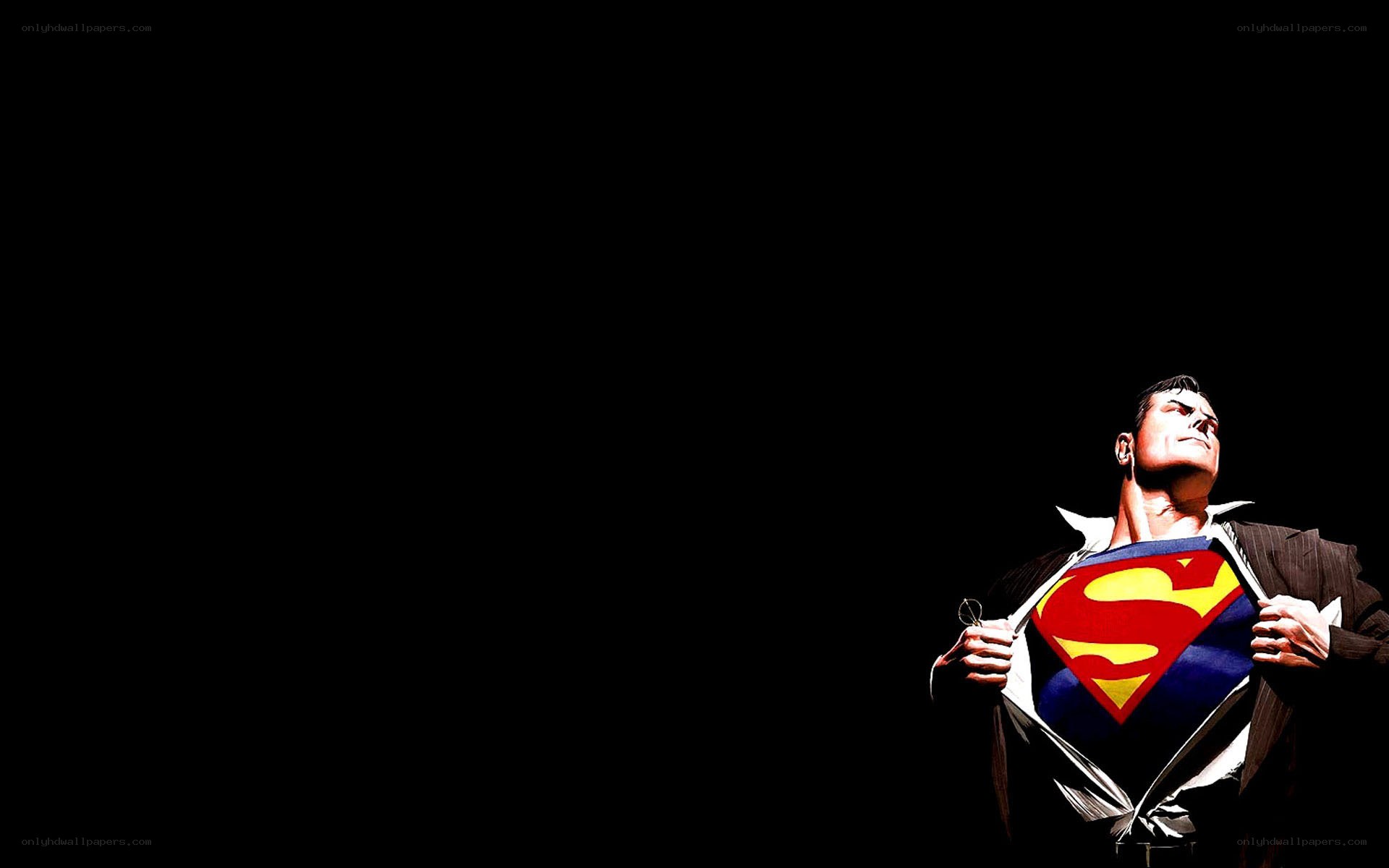 Superman revealing his suit