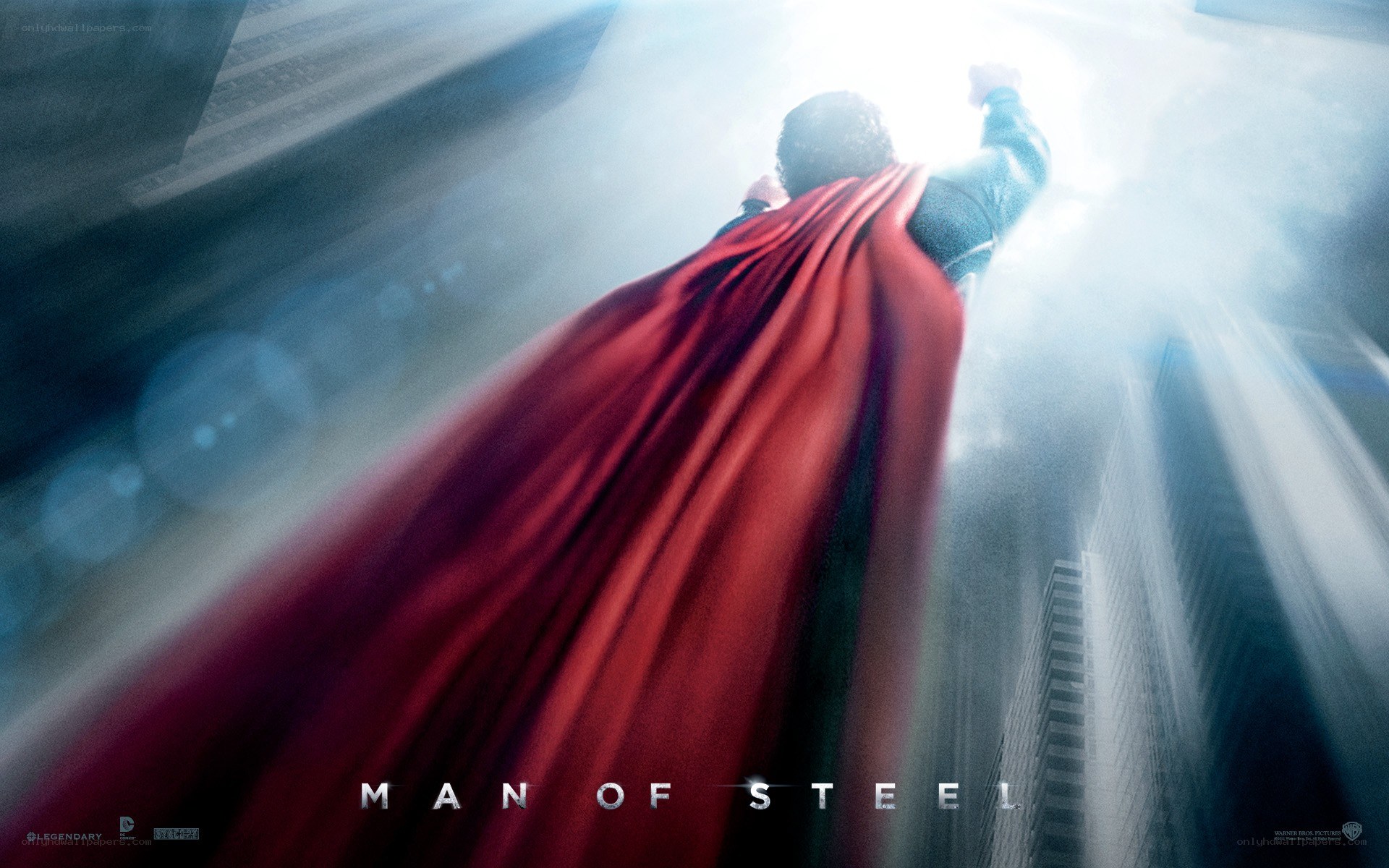 Superman rises above city