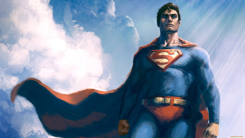 Superman Standing — Blue, Dramatic, Afternoon