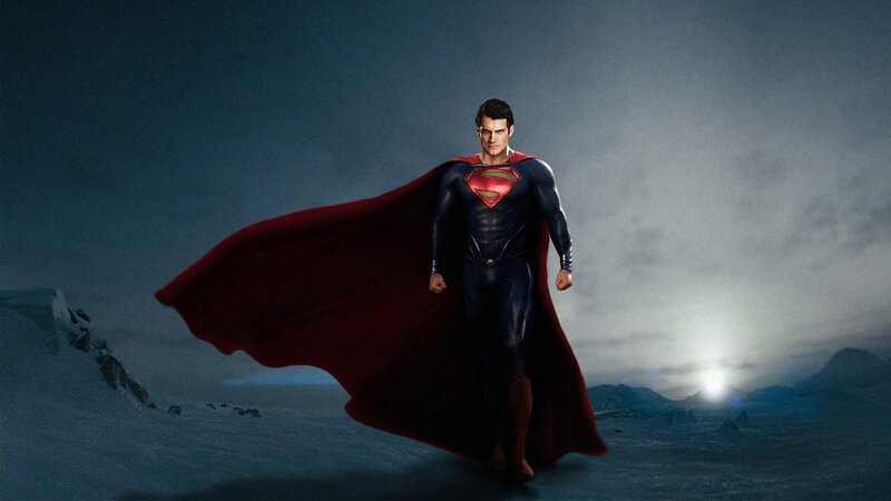 Superman Standing in Snow — Blue