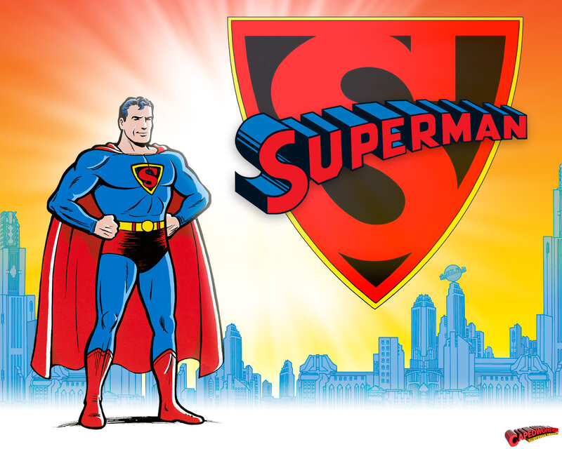Superman stands before city
