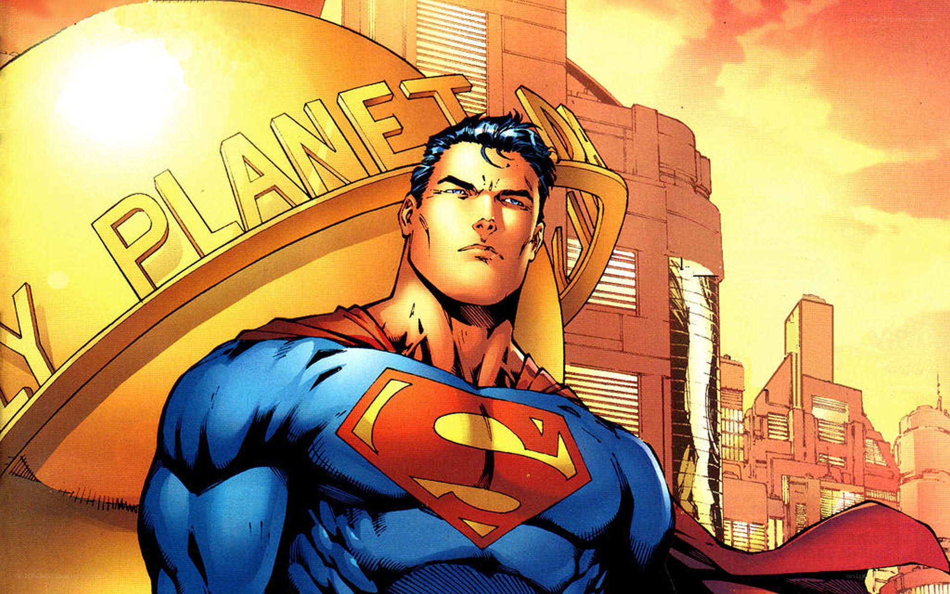 Superman stands before Daily Planet