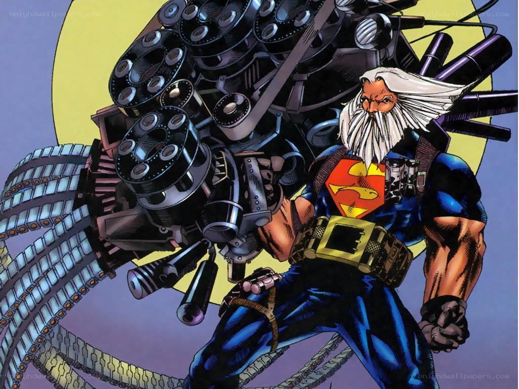 Superman with mechanical weapon