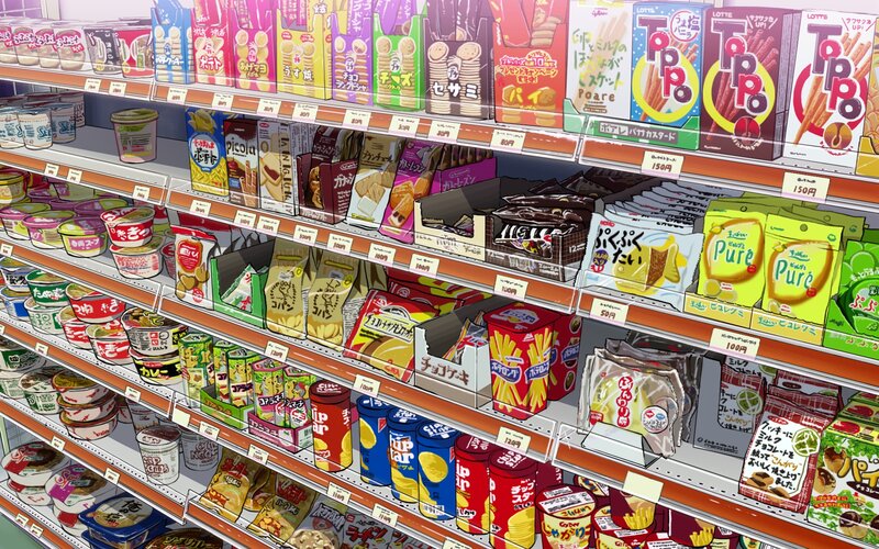 Supermarket Snack Aisle — Yellow