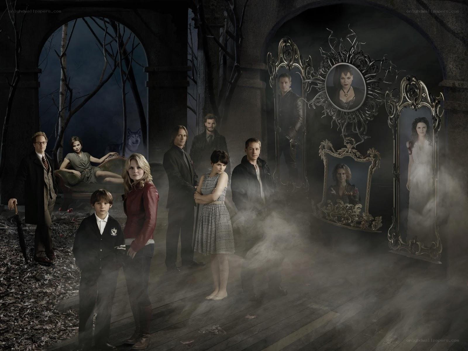 Supernatural cast in a dark hall