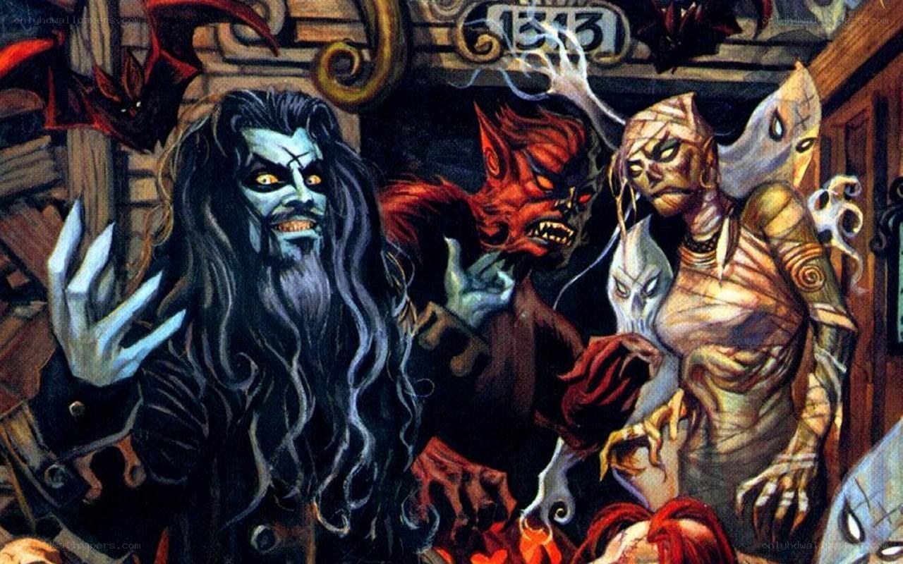 supernatural creatures in a haunted room