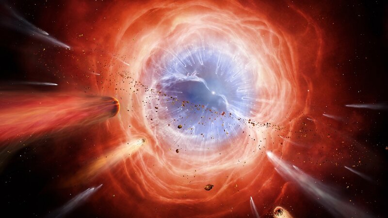 Supernova Explosion — Red, Dramatic, Digital Art