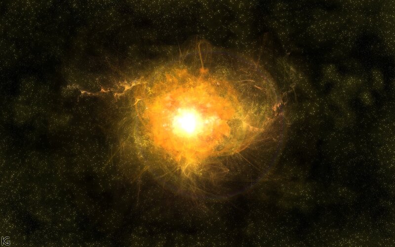 Supernova Explosion — Yellow, Dramatic, Digital Art