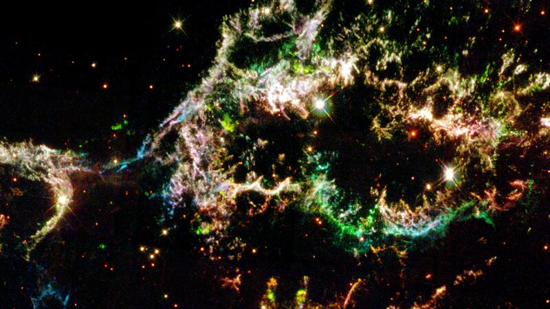 Supernova Remnant — Green, Cosmic, Photograph, Stars, Gas Clouds