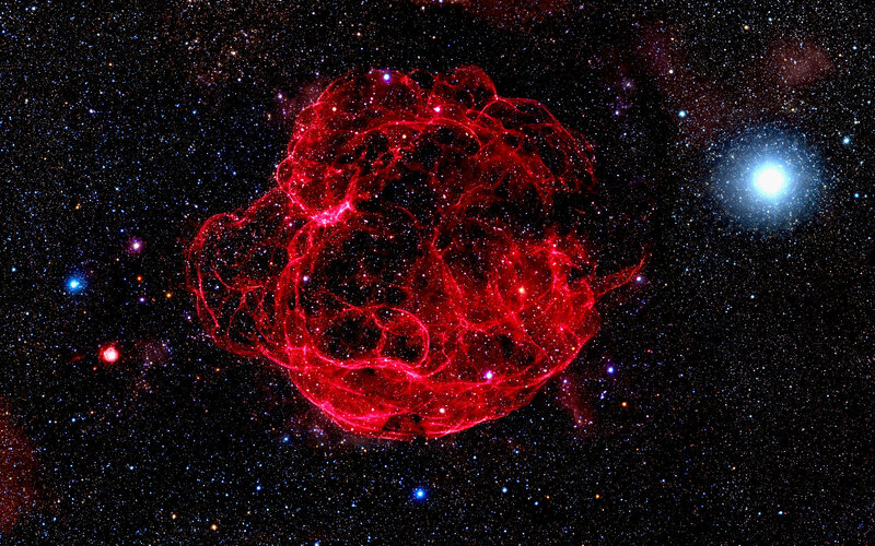 Supernova Remnant — Red, Cosmic, Night, Photograph