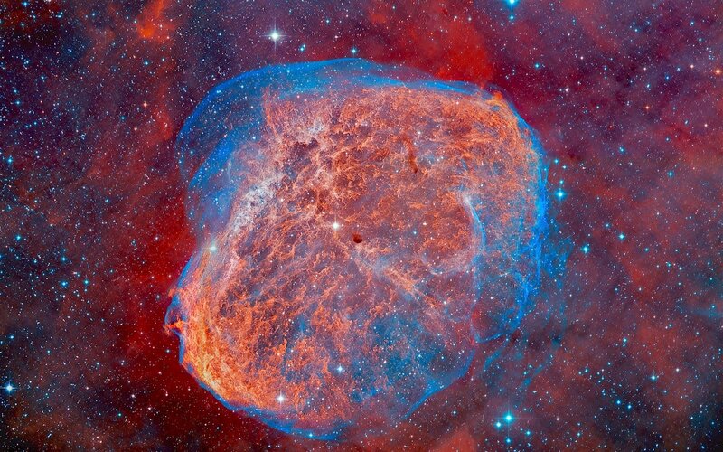 Supernova Remnant — Red, Cosmic, Photograph, Stars
