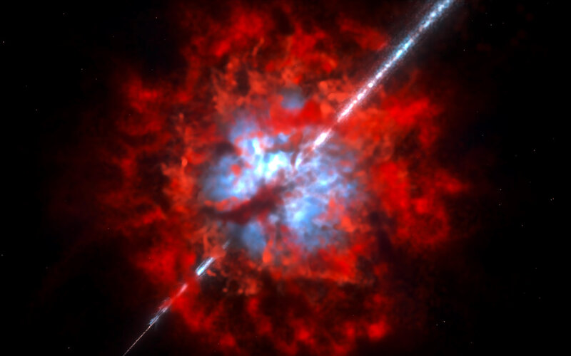 Supernova Remnant — Red, Dramatic, Digital Art