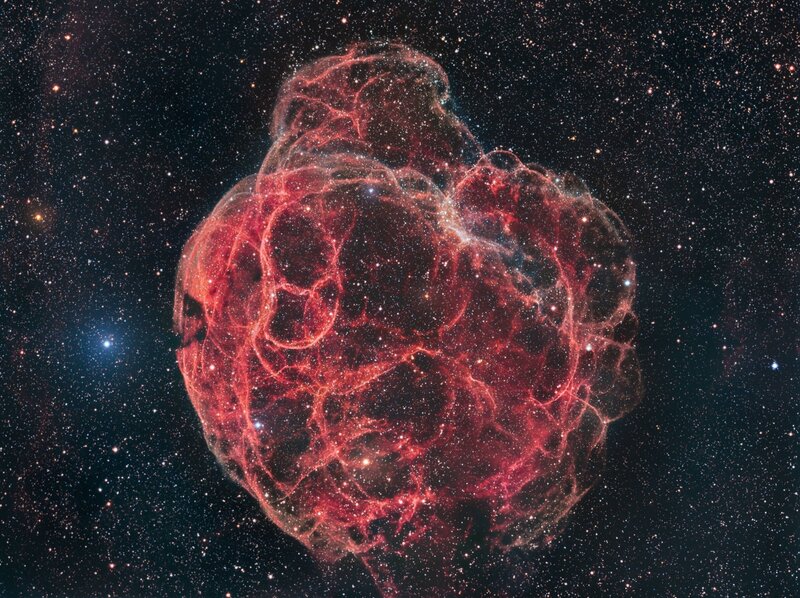 Supernova Remnant — Red, Dramatic, Night, Photograph, Stars, Gas Clouds