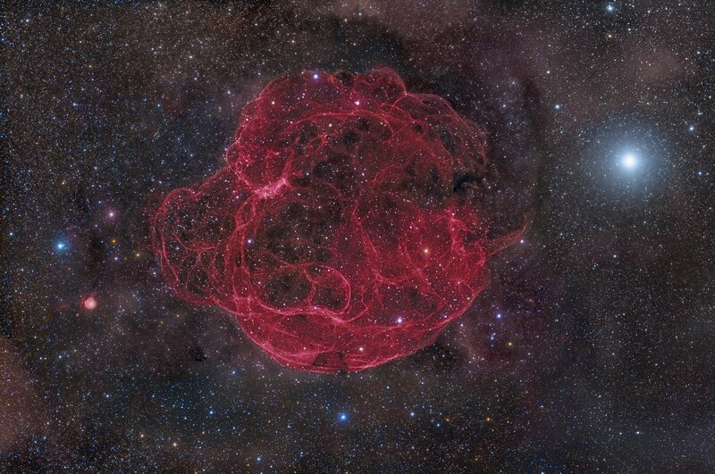 Supernova Remnant — Red, Dramatic, Night, Photograph, Stars, Nebula