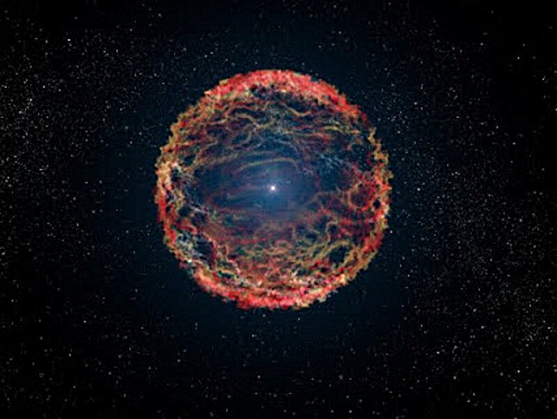 Supernova Remnant — Red, Dramatic, Night, Photograph