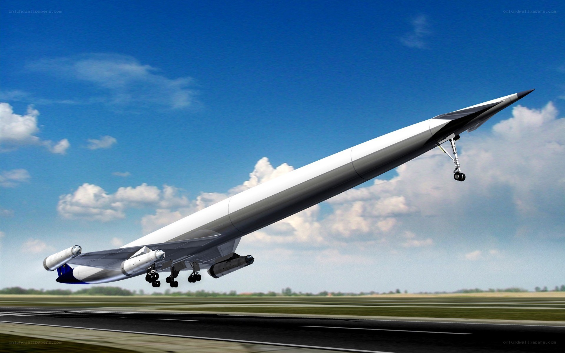 Supersonic aircraft taking off