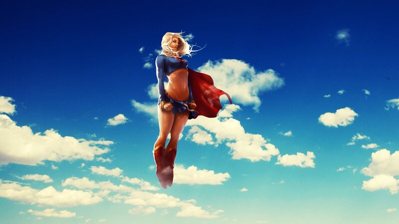 Superwoman flying in the sky