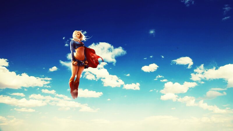 Superwoman flying in the sky