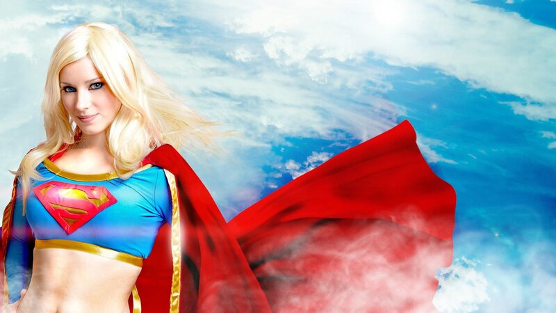 Superwoman in blue and red