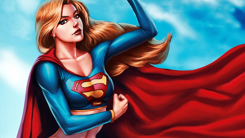 Superwoman in Flight — Blue, Dramatic