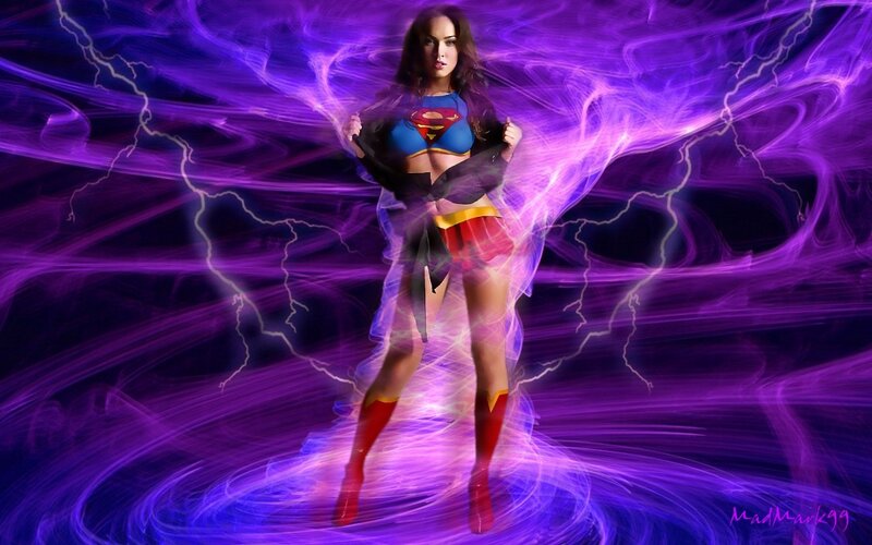 Superwoman in purple energy