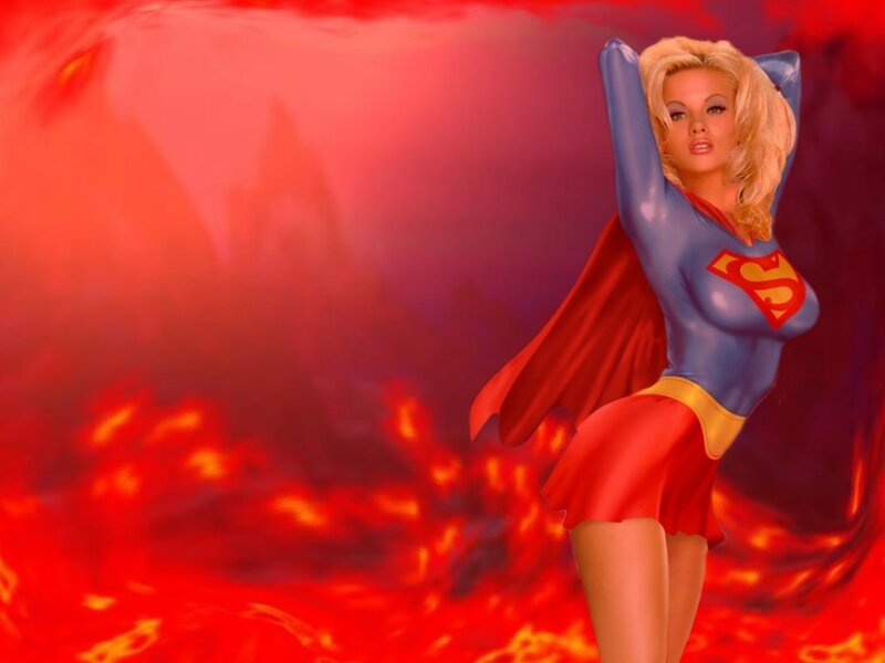 Superwoman in red and blue