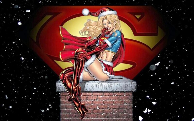 Superwoman in Santa outfit