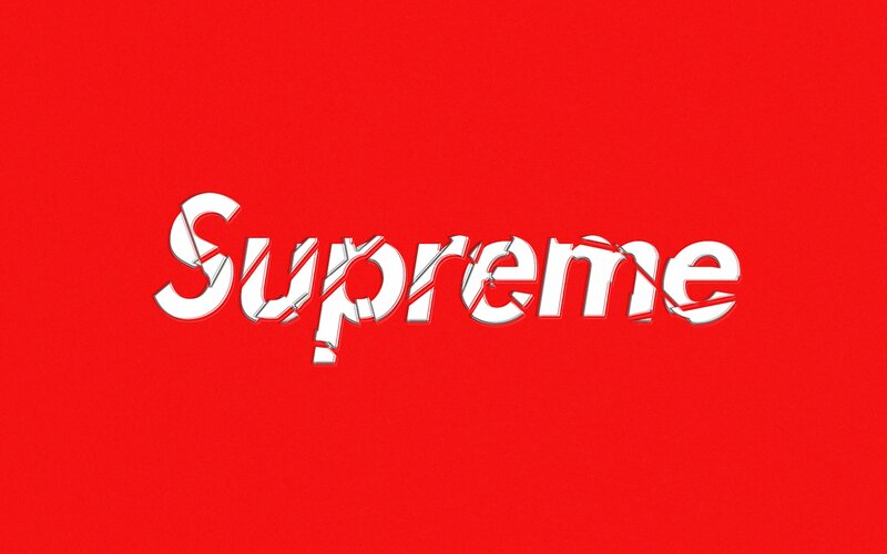 Supreme logo on red background