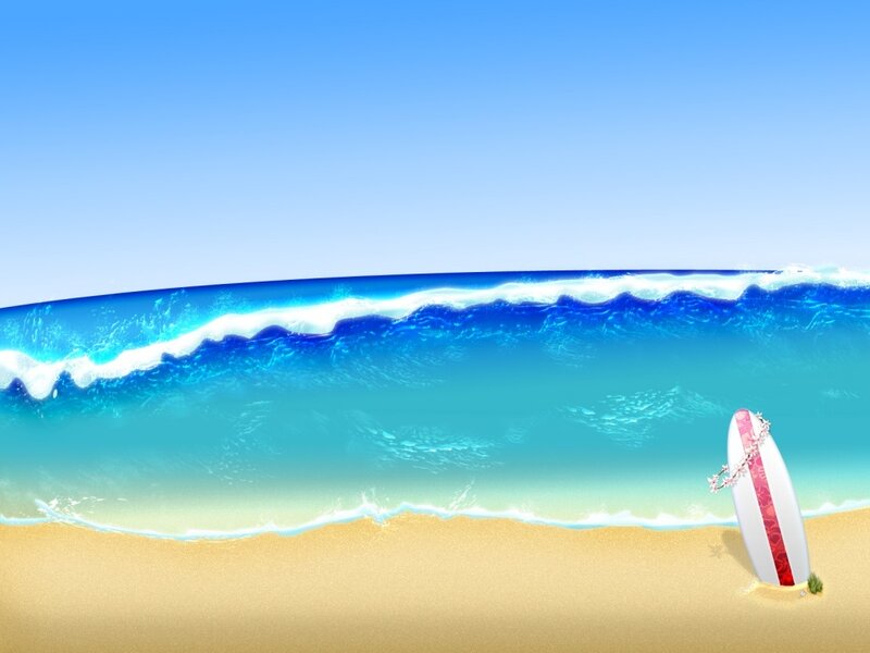 Surfboard on a sunny beach