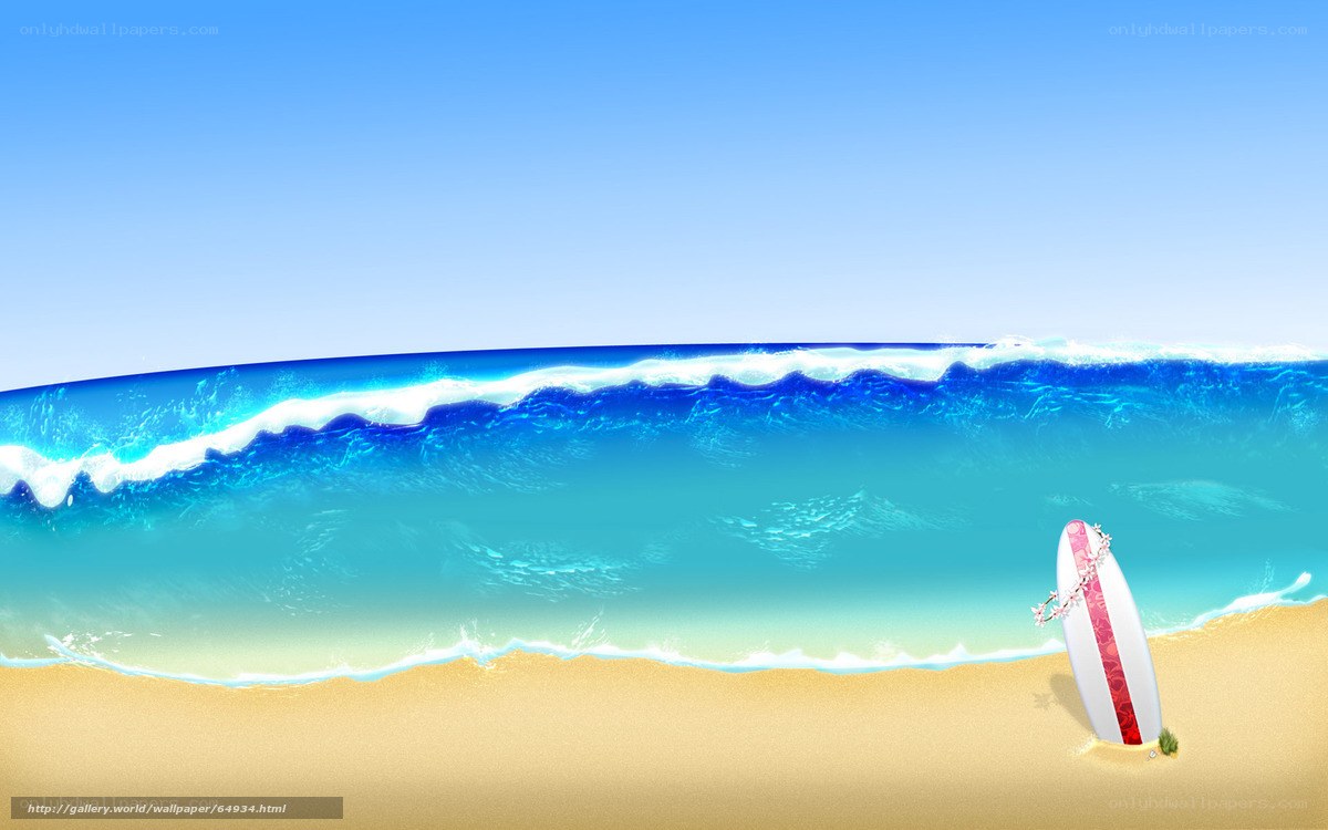 Surfboard on a sunny beach