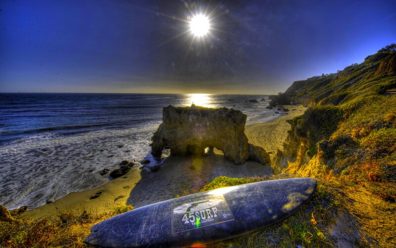 Surfboard on Cliff
