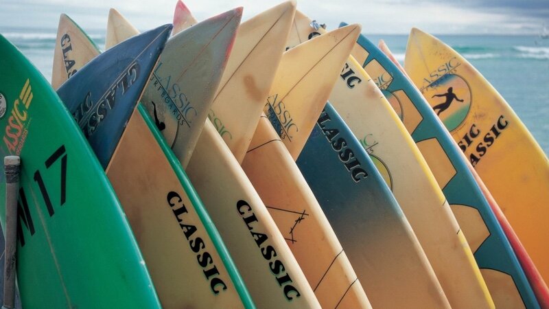 Surfboards on Beach — Green