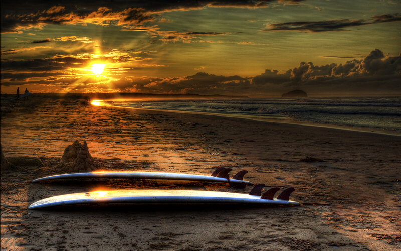 Surfboards on Beach — Orange