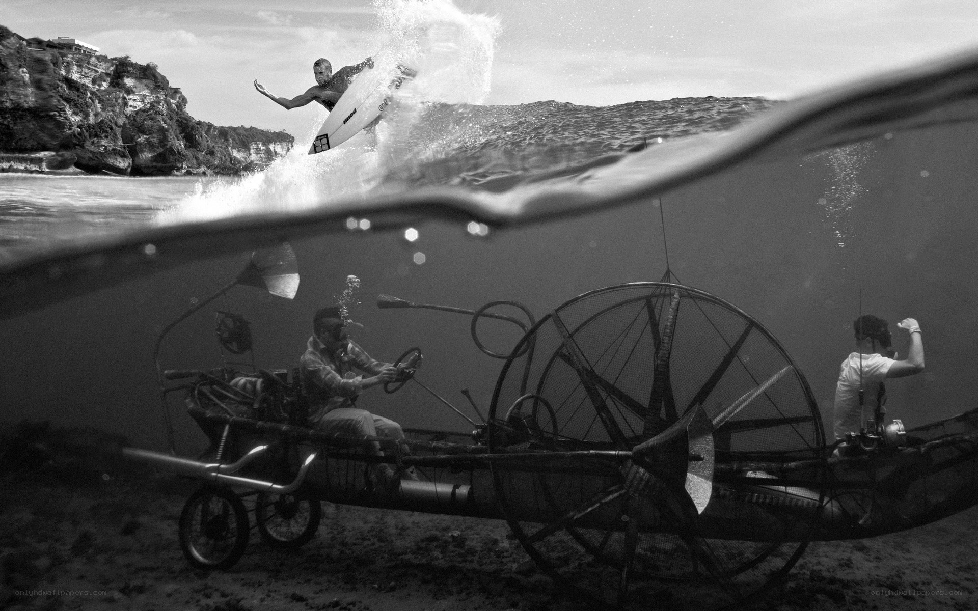 Surfer and underwater vehicle