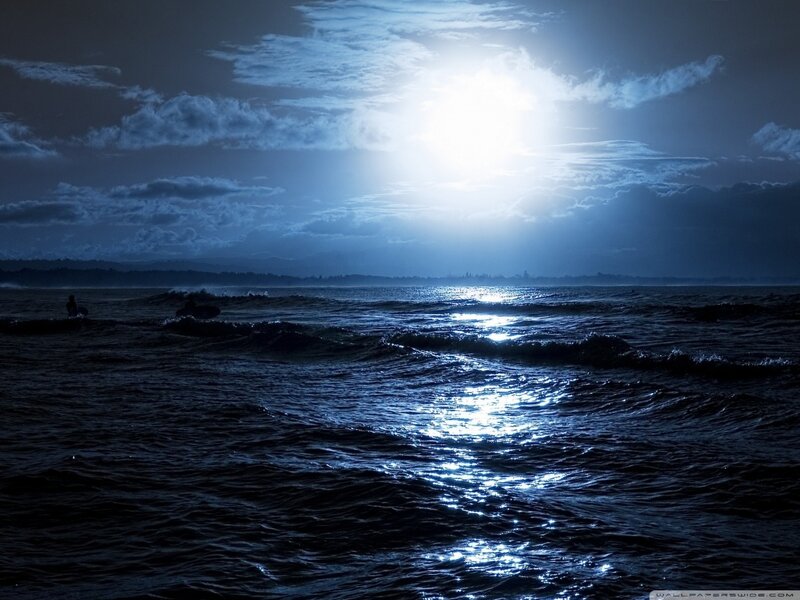 Surfer at Night — Blue