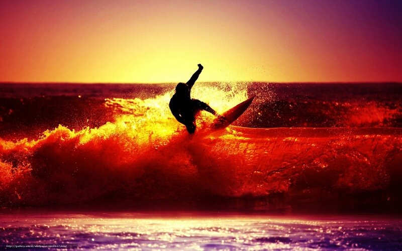 Surfer at sunset